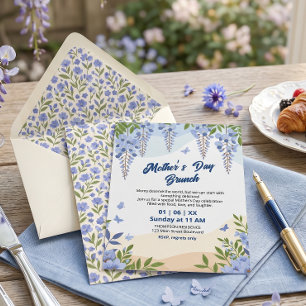 Convite Brunch do Dia das Mães com Flor de Wisteria Elegan