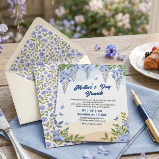 Convite Brunch do Dia das Mães com Flor de Wisteria Elegan