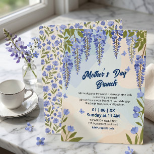 Convite Brunch do Dia das Mães com Flor de Wisteria Elegan