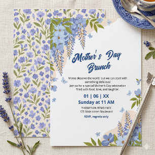 Convite Brunch do Dia das Mães com Flor de Wisteria Elegan