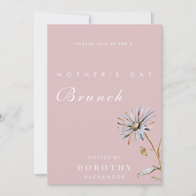 Convite Brunch do Dia das Mães com Florais em Aquarela (Frente)
