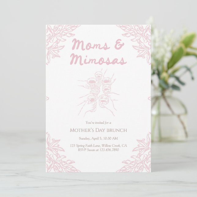 Convite Brunch do Dia das Mães com Mimosas (Em pé/Frente)