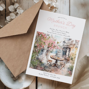 Convite Brunch do Dia das Mães em aquarela Praça em Flor