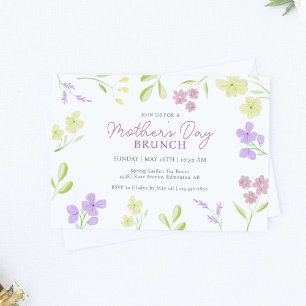 Convite Brunch do Dia das Mães em Floral Suave Aquarela Pa
