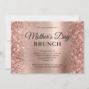 Convite Brunch do Dia das Mães em Glitter e Folha de Ouro