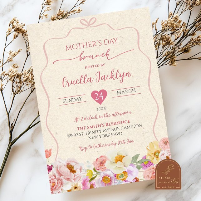 Convite Brunch do Dia das Mães em papel kraft (Criador carregado)
