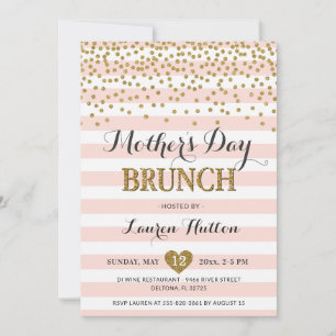 Convite Brunch do Dia das Mães em Pink Gold Elegante Moder
