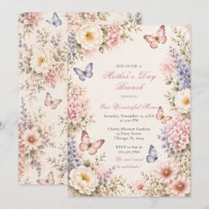Convite Brunch do Dia das Mães Floral Borboleta
