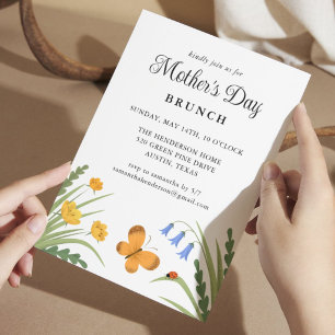 Convite Brunch do Dia das Mães Floral Joaninha Borboleta