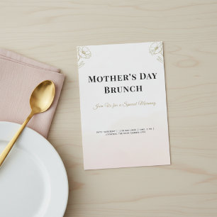 Convite Brunch do Dia das Mães Minimalista com Flores Dour