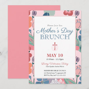 Convite Brunch do Dia das Mães na Igreja Floral Abstrata R