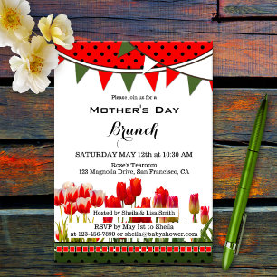 Convite Brunch do Dia das Mães Tulipas Jardim de Primavera