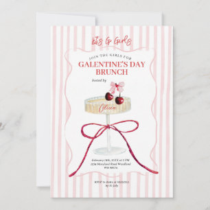 Convite Brunch do Dia de Galentine Champanhe de Cereja