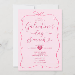 Convite Brunch do dia de Galentine desenhada a rosa