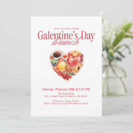 Convite Brunch do Dia de Galentine do Coração Doce