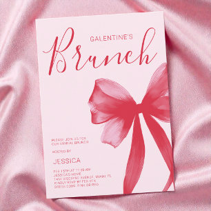 Convite Brunch do Dia de São Valentim Rosa em Aquarela Gal