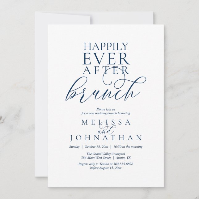 Convite Brunch do Felizes para Sempre, Casamento Moderno e (Frente)