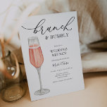 Convite Brunch e Brunch de Champanhe de Bubble<br><div class="desc">Convite poste Wedding Brunch com flauta de aquarela de champanhe rosa. Personalize com suas informações para os recém-casados. Clique em "clicar para personalizar mais" para alterar o estilo,  o tamanho ou a cor da fonte.</div>