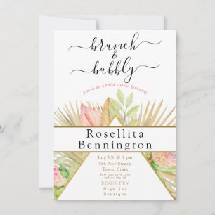 Convite Brunch e Bubble Boho Floral Chá de panela
