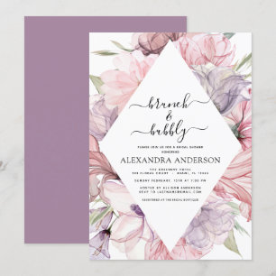 Convite Brunch e Bubble Boho Purple Chá de panela Invitat