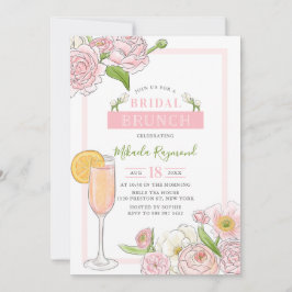 Convite Brunch e Bubble | Bridal Floral Rosa Brunch