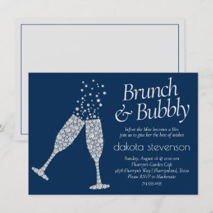 Convite Brunch e Bubble Chá Marinho de Cinza azul
