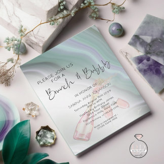 Convite Brunch e Bubble Dreamy Mint Jade Sage e Violet