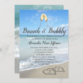 Convite Brunch e Bubble Sand Hearts Beach Chá de panela