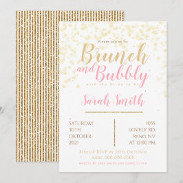 Convite Brunch e Bubbly bolha dourada
