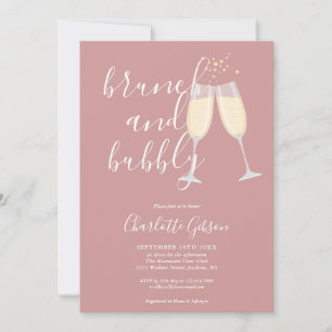Convite Brunch E Bubbly Código QR Dusty Rose Chá de Noiva