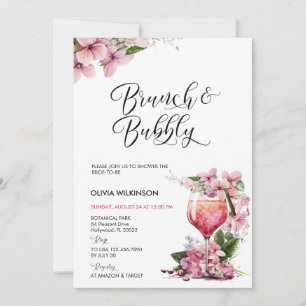 Convite Brunch e Bubbly Coquetel Rosa
