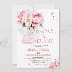 Convite Brunch e Bubbly Floral Chá de Noiva