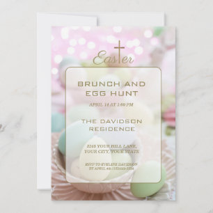 Convite Brunch e Caça aos Ovos Listras Rosa Verde