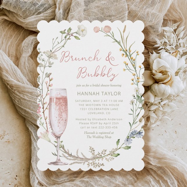 Convite Brunch e Chá de panela (Brunch and Bubbly Bridal Shower Invitation)