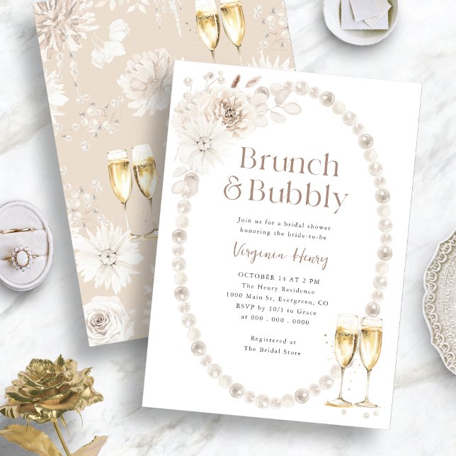 Convite Brunch e Chá de panela (Brunch and Bubbly Bridal Shower Invitation
)