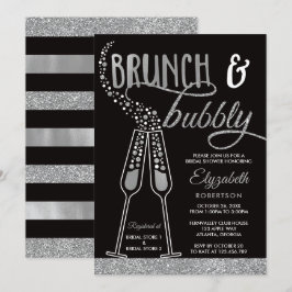 Convite Brunch e Chá de panela Bubble Convidam, Faux Silve