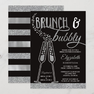 Convite Brunch e Chá de panela Bubble Convidam, Faux Silve