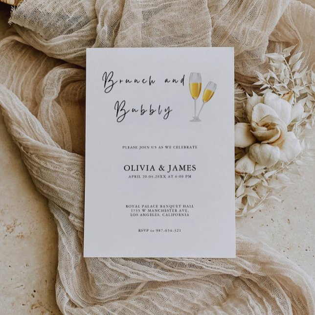 Convite Brunch E Chá de panela De Borracha (Brunch And Bubbly Bridal Shower Invitation)