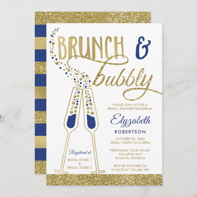 Convite Brunch e Chá de panela de Bubble convidam, Faux Do (Frente/Verso)