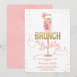Convite Brunch e Chá de panela embaçado com champanhe Do
