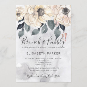Convite Brunch e chá de panela floral de aquarela espumant