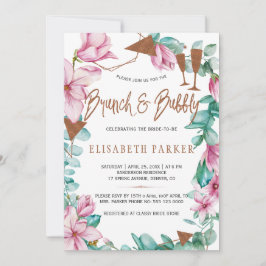 Convite Brunch e chá de panela floral de aquarela espumant