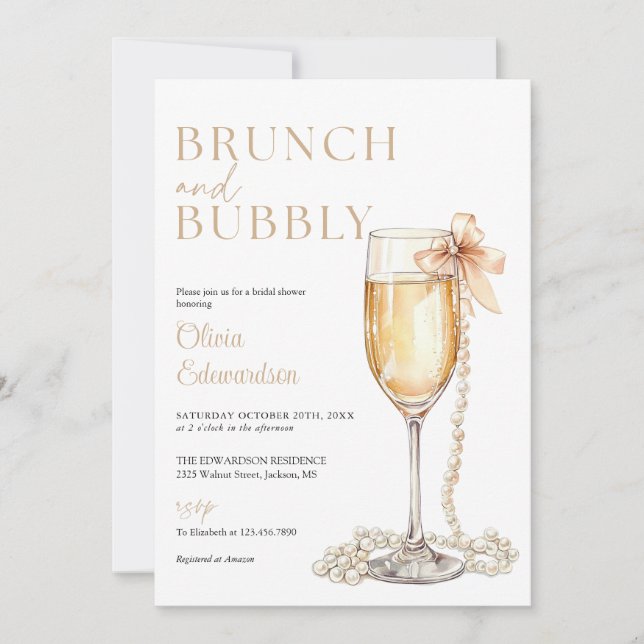 Convite Brunch E Champagne Borbulhante Código QR Chá de No (Frente)