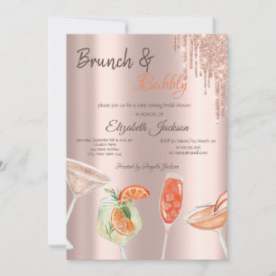 Convite Brunch e Drinks Espumantes Glitter Drips Coquetéis