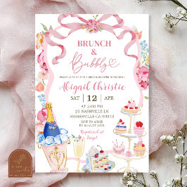Convite Brunch e Espumante Colorido Floral Vitoriano