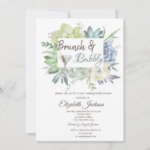 Convite Brunch e Espumante Watercolor Cactus Martini