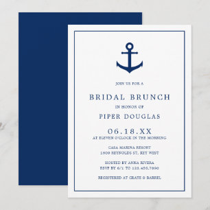 Convite Brunch Elegante Azul Elegante Marinho Ancorante Ná