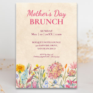 Convite Brunch Elegante de Dia das Mães com Flores
