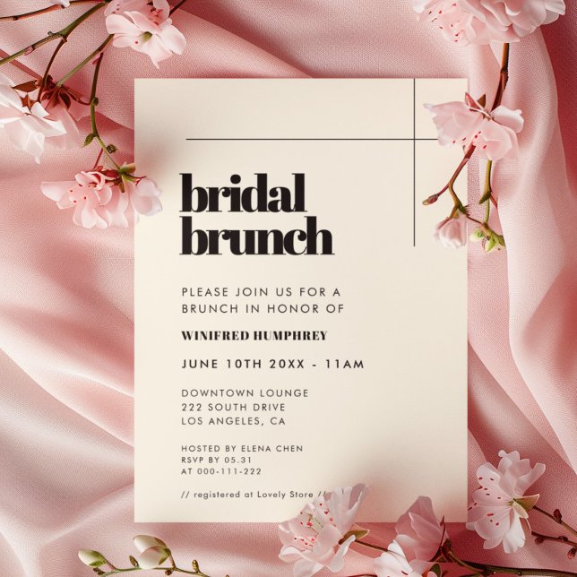 Convite Brunch elegante e chic Bridal (Criador carregado)