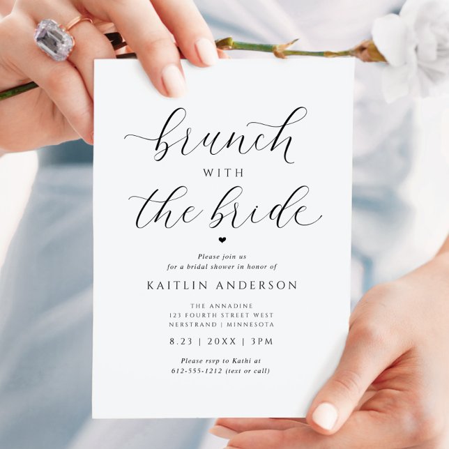Convite Brunch elegante moderno com o Chá de panela noivo (Brunch with the Bride bridal shower invitation - romantic, modern, minimalist, classy, sophisticated)
